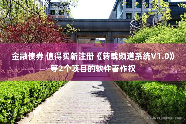 金融债券 值得买新注册《转载频道系统V1.0》等2个项目的软件著作权