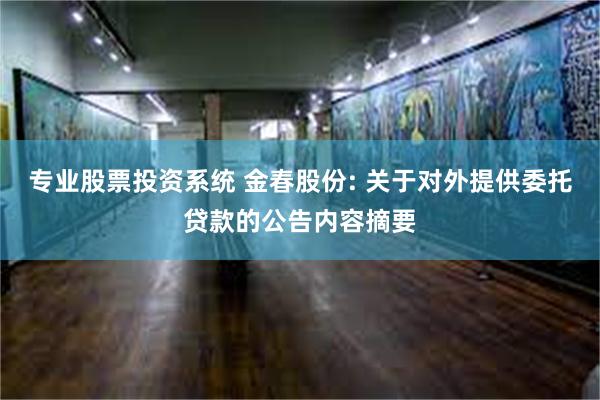 专业股票投资系统 金春股份: 关于对外提供委托贷款的公告内容摘要