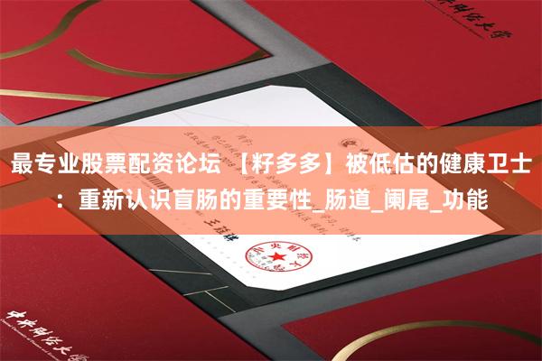 最专业股票配资论坛 【籽多多】被低估的健康卫士：重新认识盲肠的重要性_肠道_阑尾_功能