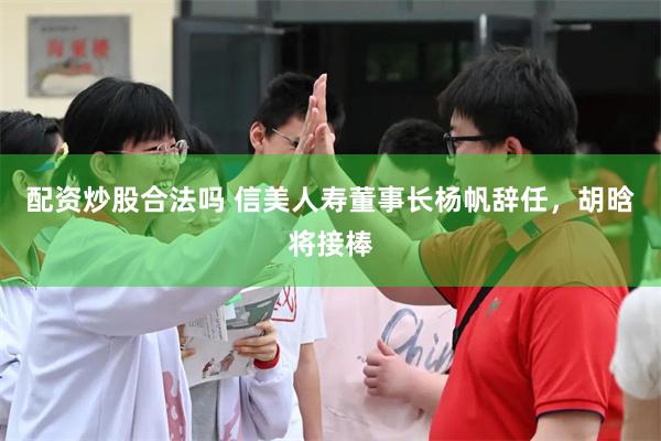 配资炒股合法吗 信美人寿董事长杨帆辞任，胡晗将接棒