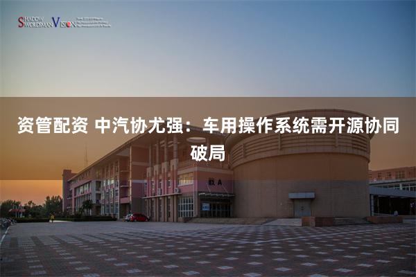 资管配资 中汽协尤强：车用操作系统需开源协同破局